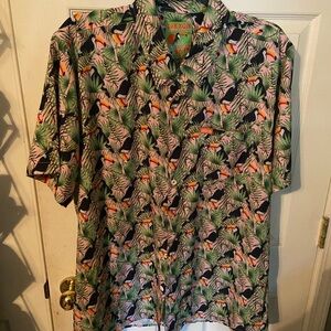 DIXXON Toucan Print Men's Shirt - Black and Green